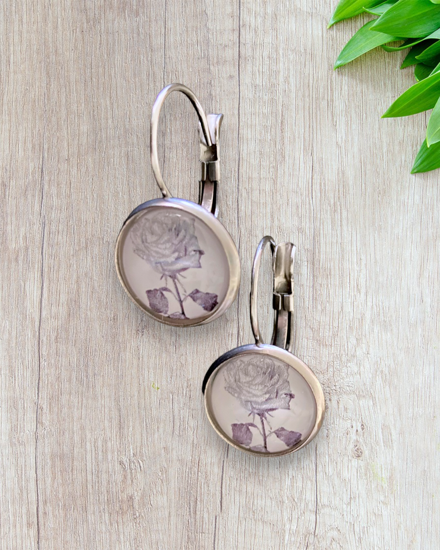 French Leverback Bezel Earrings
