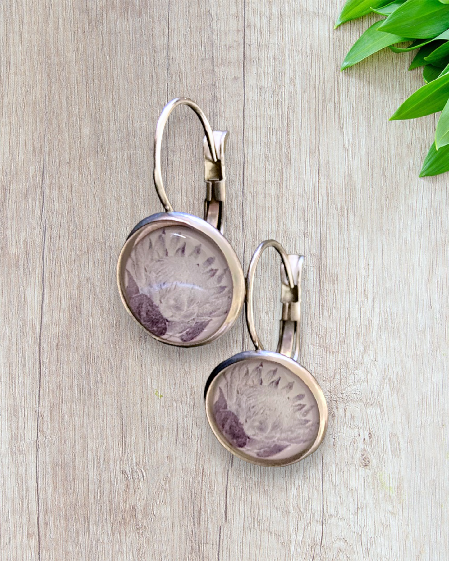 French Leverback Bezel Earrings