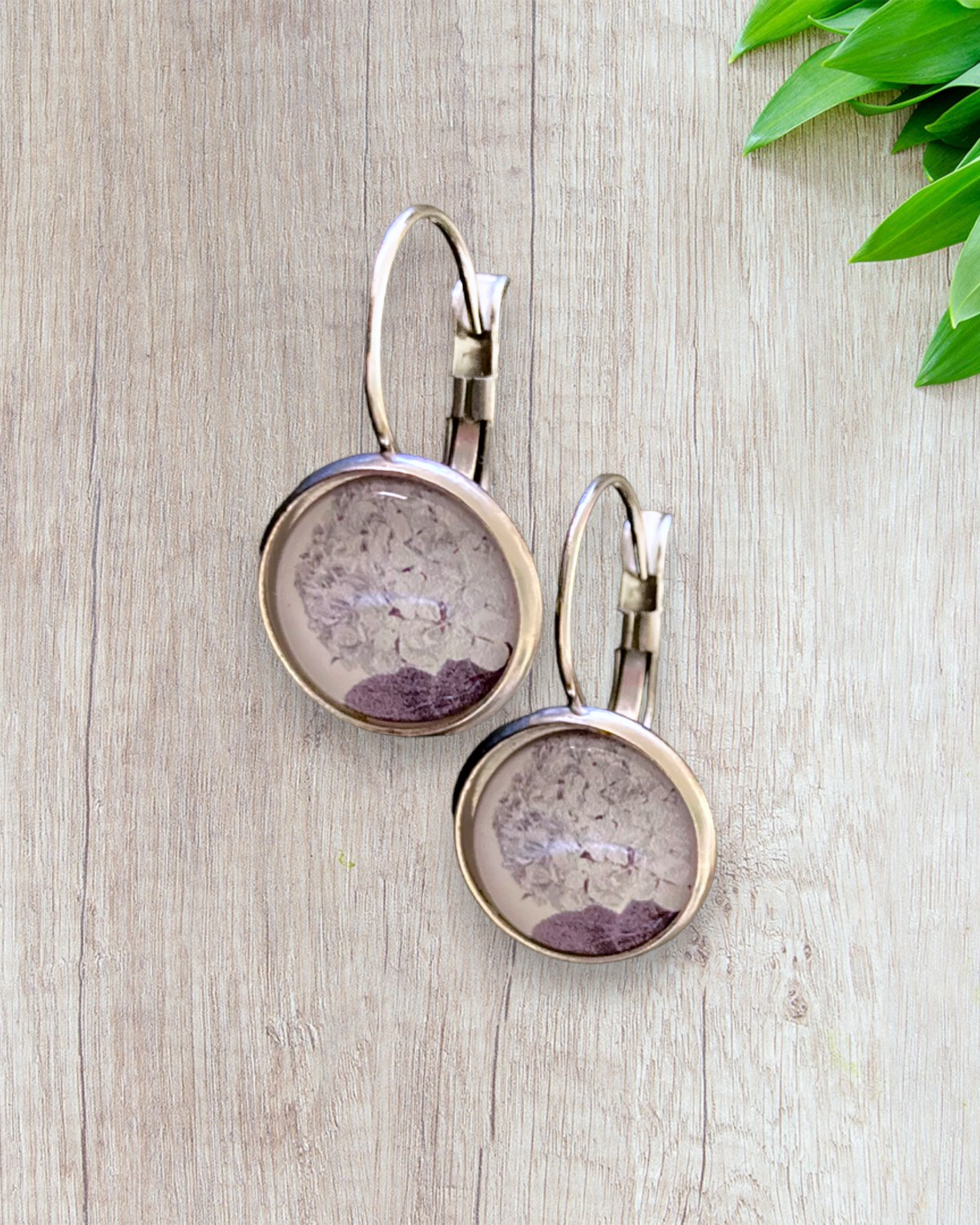 French Leverback Bezel Earrings