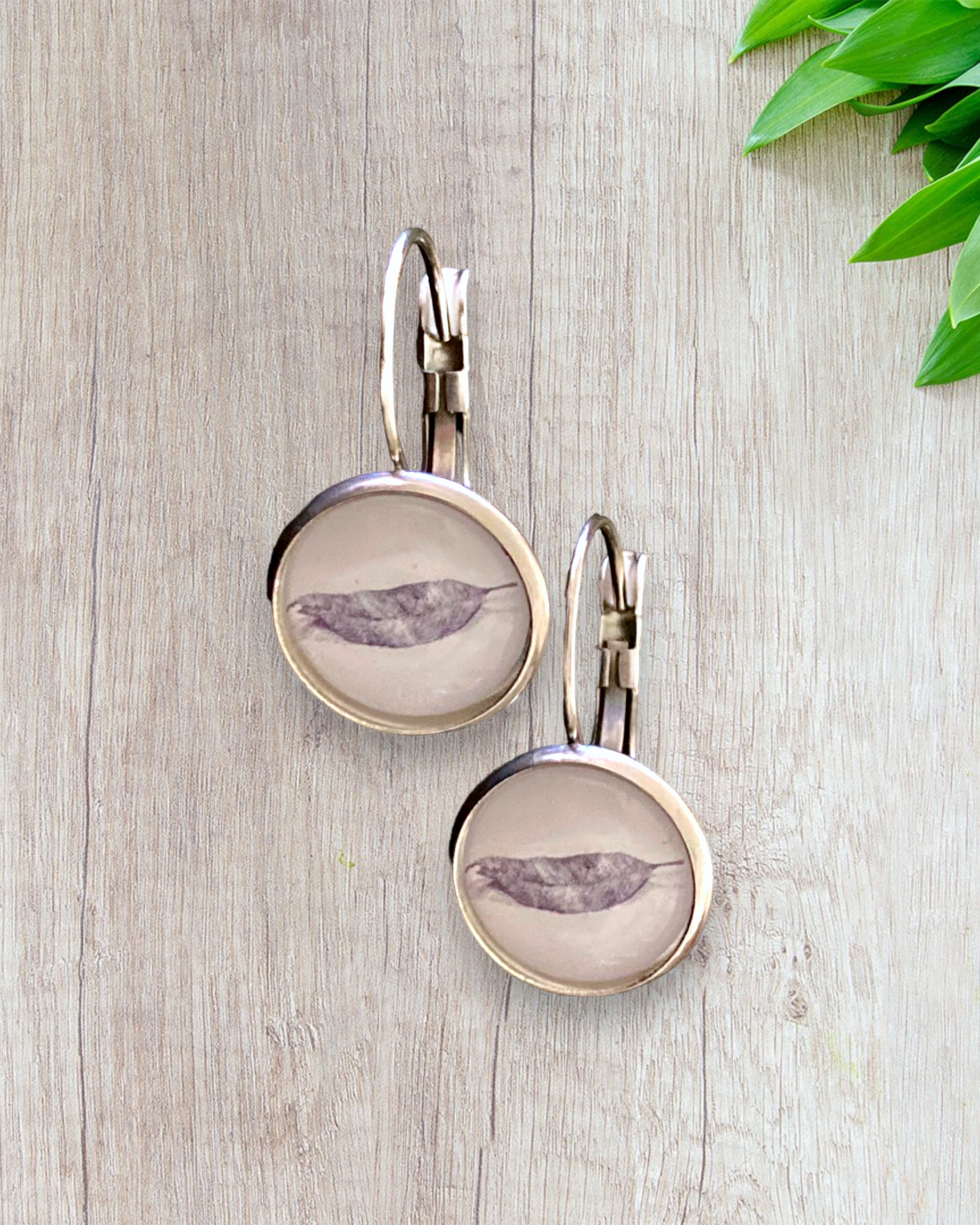 French Leverback Bezel Earrings